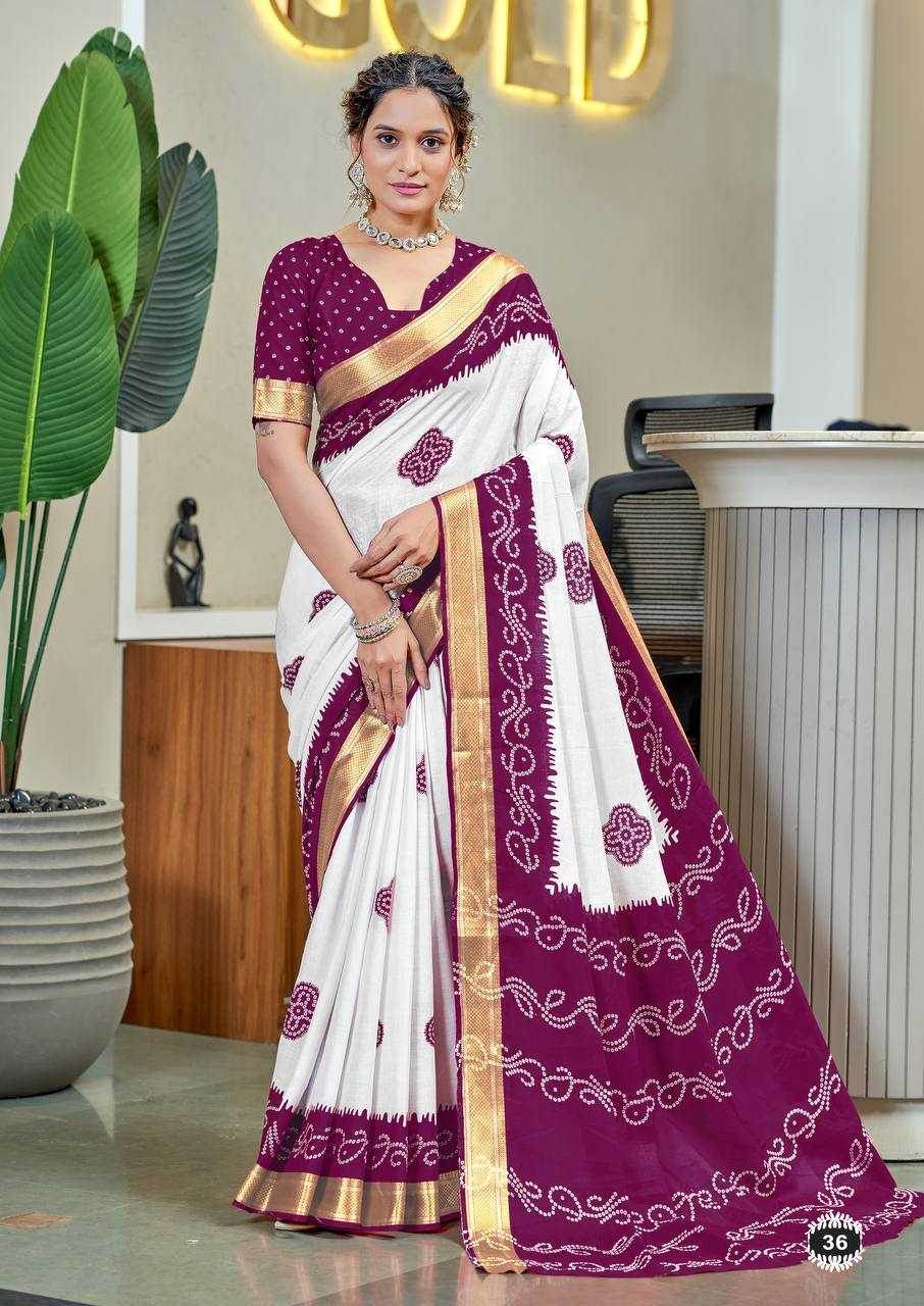 Bandhani Printed Cotton Sarees - MYLUXURY LANE ENTERPRISE